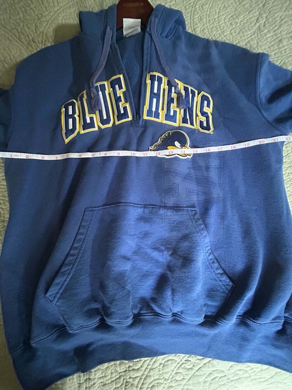 Champion Delaware Blue Hens Quarter-Zip Hoodie Sweatshirt Blue Size M - Picture 7 of 8